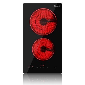 ZACHVO 12-Inches 3000W 2-Burner Built-In Ceramic Radiant Electric Cooktop with Touch Control, 220V~240V, 9 Power Levels, Timer & Child Lock - 1 of 4