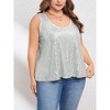 Womens Plus Size Sequin Tank Tops Scoop Neck Sleeveless T-Shirts Sparkle Shimmer Tunic Tops - 4 of 4