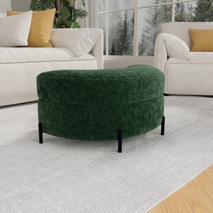 Mlmh & Kngwa 33.9" W Half-Moon Storage Ottoman Bench With Metal Legs - 1 of 4