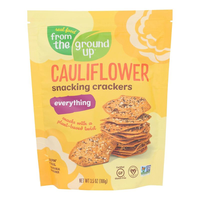 Real Food From The Ground Up Everything Cauliflower Snacking Crackers - Case of 6/3.5 oz, 2 of 7