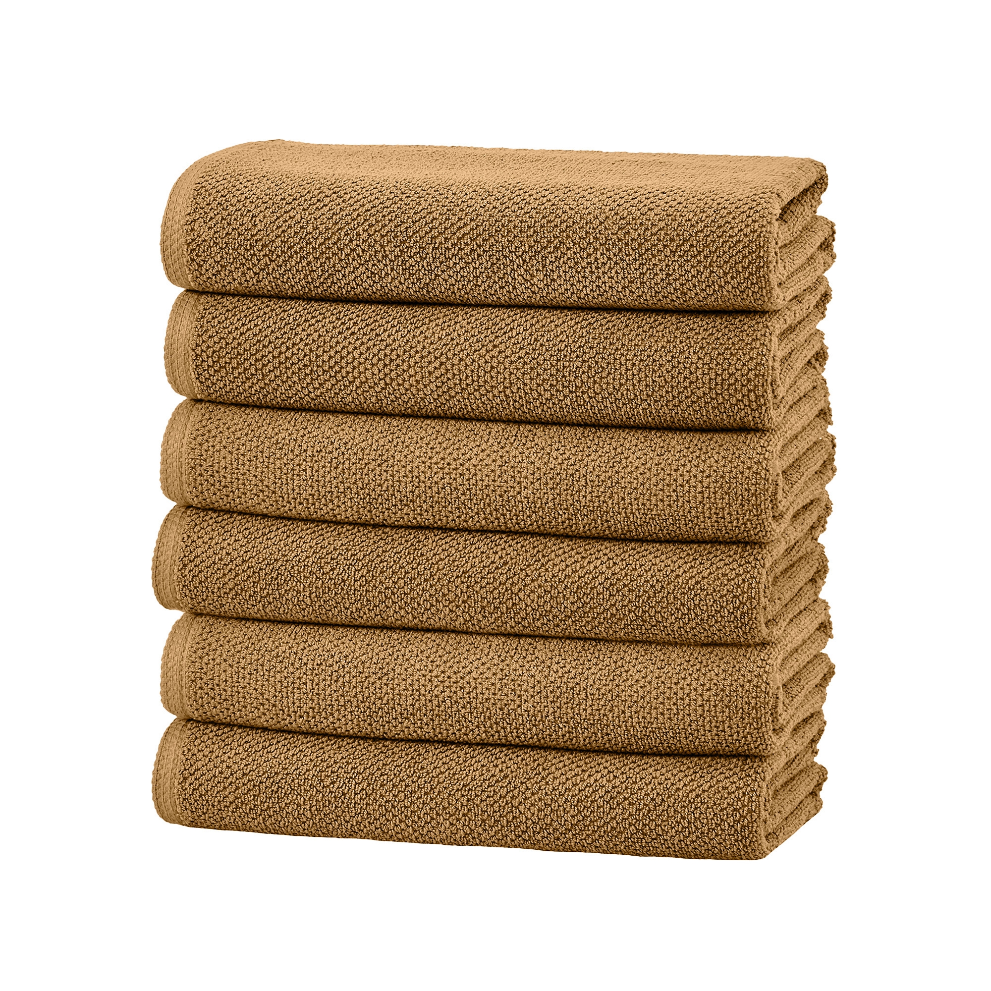 Cotton Quick Dry Loop Textured Bath Towel - Mocha, Hand Towel - Set of 6
