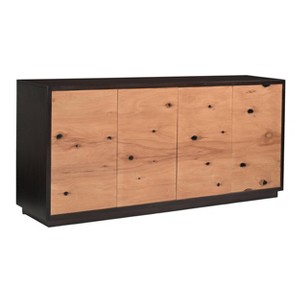 Treasure Trove Accents 4 Door Credenza Deshler Black: Acacia Wood, Eucalyptus Veneer, Touch-Latch Hardware - 1 of 4