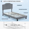 coucheta Twin Bed Frame with Velvet Upholstered Headboard Low Profile Platform Bed - 3 of 4