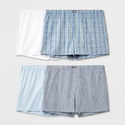 Buy Vanever 3PK Men's Woven Boxers, 100% Cotton Boxer Shorts for Men,  Boxershorts with Button Fly, Underwear, Blue Assorted, Medium Big Tall at