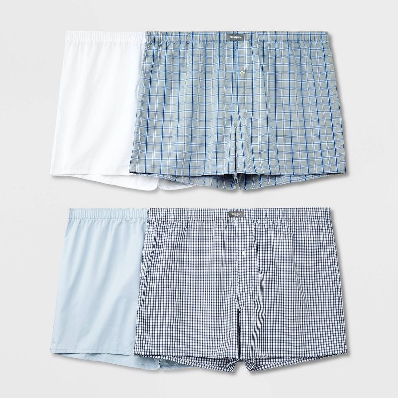 Men's Big & Tall Woven Boxers 4pk - Goodfellow & Co™ Blue, 1 of 2