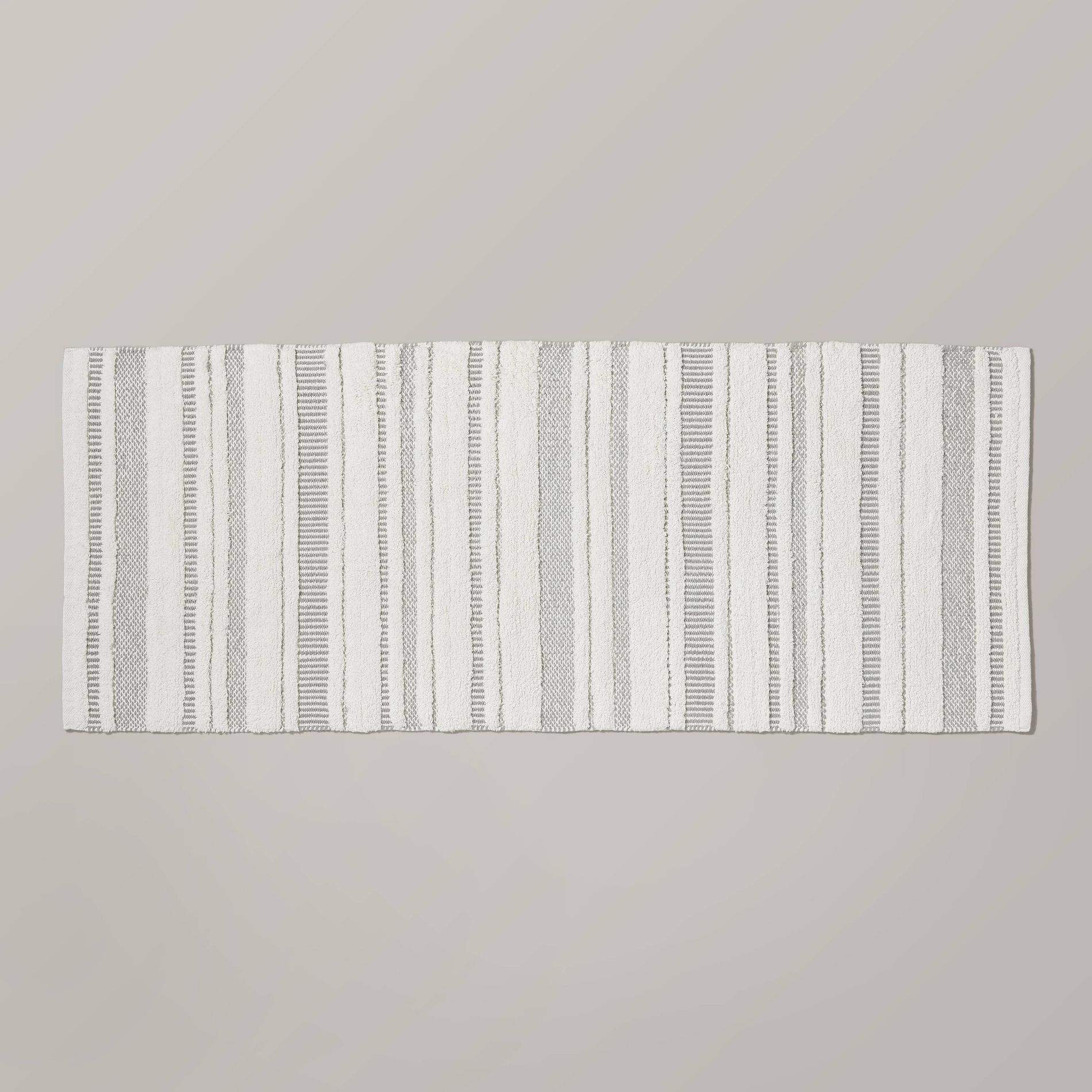 24"x60" Chunky Stripe Bath Rug Cream/Gray - Hearth & Hand™ with Magnolia: Cotton, Machine Washable