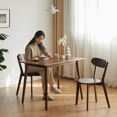 Modern Solid Wood Dining Room Chairs,Kitchen Armless Chair With Curved Backrest,Wooden Lounge Chair For Living Room Kitchen-Cuddlewood