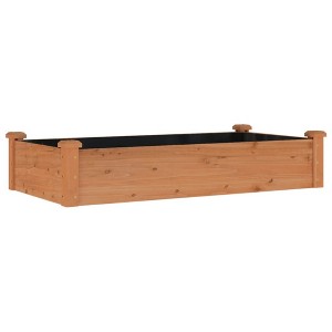 vidaXL Outdoor Planter Pot - Brown Garden Raised Bed with Liner, Solid Wood Fir Construction, Efficient Drainage, 47.2"x23.6"x9.8" for Garden/Patio - 1 of 4