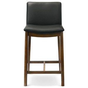 Gulches Black Dining Chairs - Mid-Century Vegan Leather Counter Seating - 1 of 4