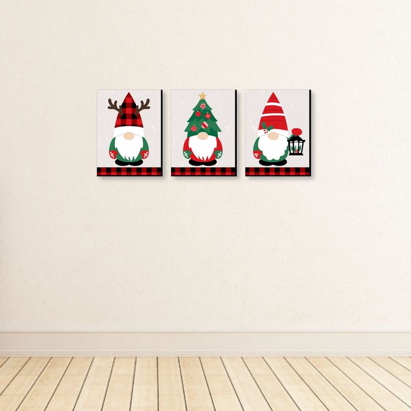 Big Dot of Happiness Red and Green Holiday Gnomes - Christmas Wall Art Room Decor - 7.5 x 10 inches - Set of 3 Prints, 3 of 8