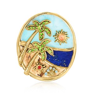 Ross-Simons 0.15 ct. t.w. Multi-Gemstone Beach Ring in 18kt Gold Over Sterling - 1 of 4