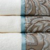 Vynxaria Soft Blue and Taupe Jacquard Cotton Towel 6 Piece Set - 4 of 4