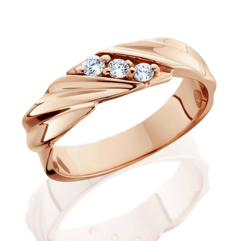 Pompeii3 1/10ct Diamond 14K Rose Gold Mens Wedding Ring, 2 of 4