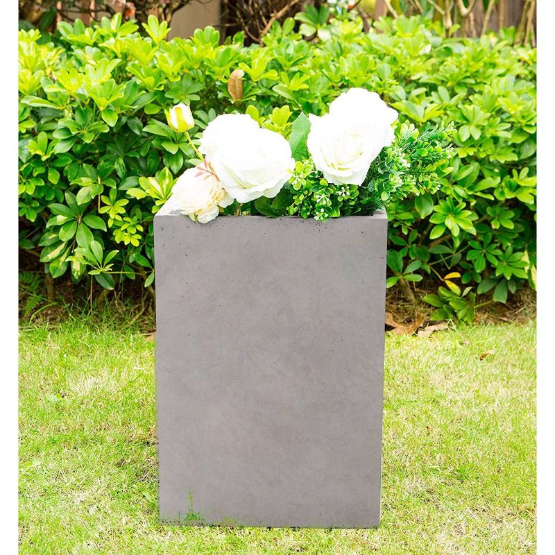19&#34; Kante Lightweight Durable Modern Tall Square Outdoor Planter Weathered Concrete Gray - Rosemead Home &#38; Garden, Inc., 3 of 10
