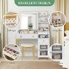 Dressing table with mirror, light and charging station, large makeup table with drawers and storage shelves - 4 of 4