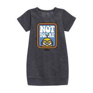 Girls' - Despicable Me Minions - Not Today Graphic Short Sleeve Fleece Dress - 1 of 3