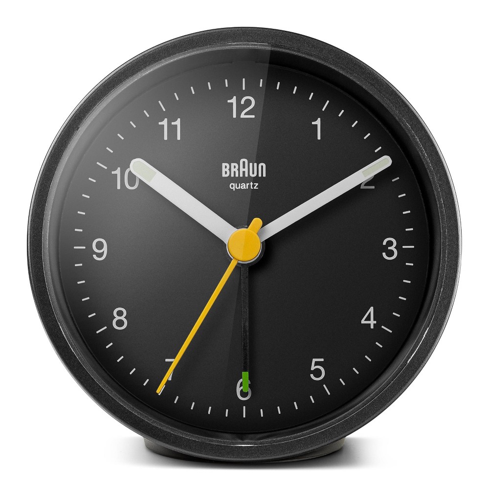 Braun Classic Analog Alarm Clock with Snooze and Light Black: Quiet, Luminous Hands, Bedside & Kids