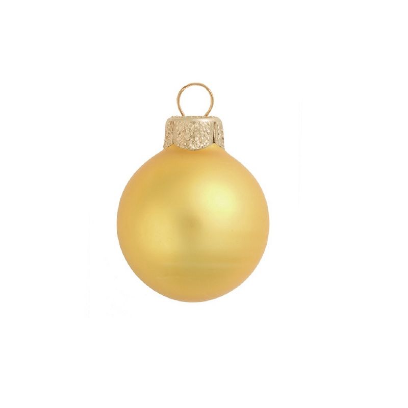Northlight Matte Finish Glass Christmas Ball Ornaments - 4" (100mm) - Yellow - 8ct, 1 of 3
