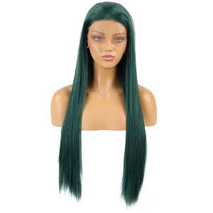 Unique Bargains Women's Long Straight Lace Front Wigs with Adjustable Wig Cap 24" 1 Pc - 1 of 4
