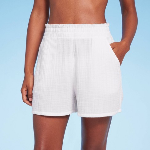 White pull shop on shorts