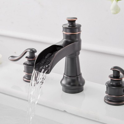 Oil-Rubbed Bronze 8-Inch Waterfall Widespread Bathroom Faucet