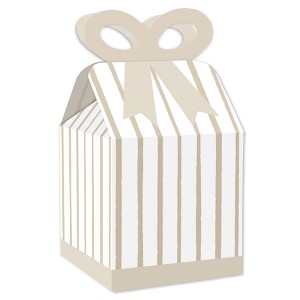 Big Dot of Happiness Tan Stripes - Square Favor Gift Boxes - Simple Party Bow Boxes - Set of 12 - 1 of 4