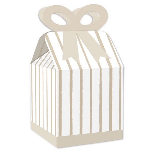 Big Dot of Happiness Tan Stripes - Square Favor Gift Boxes - Simple Party Bow Boxes - Set of 12 - image 1 of 4