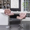 Velvet Diamond Tufted Swivel Adjustable Barstools, Set of 2 with Mid-Back and Footrest - 2 of 4