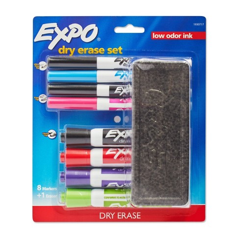 8pk Dry Erase Marker Starter Set With Eraser Mixed Tip Multicolor Expo Target