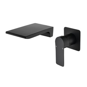 Cobbe Wall-Mounted Faucet Single Handle with Waterfall Spout 2-Hole Installation Bathroom Sink Faucet Matte Black - 1 of 4
