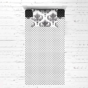 Bacati - Classic Damask Black Gray White 3 pc Toddler Bed Sheet Set - 1 of 4