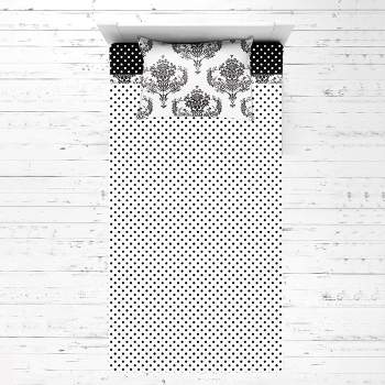 Bacati - Classic Damask Black Gray White 3 pc Toddler Bed Sheet Set