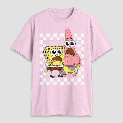 Men's SpongeBob and Patrick Yelling Short Sleeve Graphic T-Shirt - Light Pink