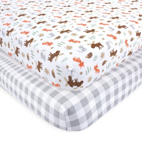 Hudson Baby Infant Boy Cotton Fitted Crib Sheet, Woodland, One Size - image 1 of 1