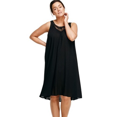 ellos Plus Size Lace Inset Trapeze Dress