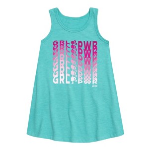 Girls' - Barbie - Girl Power in Illusion Wave Graphic Sleeveless Aline Dress - 1 of 2