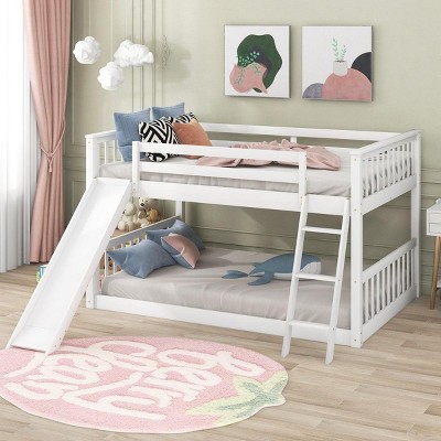 Streamdale Full over Full Bunk Bed with Convertible Slide and Ladder, White
