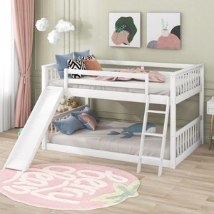 Streamdale Full over Full Bunk Bed with Convertible Slide and Ladder, White - 1 of 4