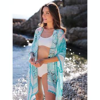 Shiraleah Blue Tropical Print Cover Up