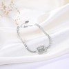 Halo Tennis Chain Bracelet for Women Adjustable Sterling Silver Pink CZ Ginger Lyne Collection - 3 of 4