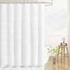 Boho Farmhouse Shower Curtain Set with Tassel Linen White Striped Textured Bathroom Chic 72x72 - 2 of 4