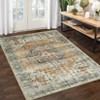 Washable Vintage Rug Non Slip Low Pile Rug Soft Retro Medallion Distressed Throw Floor Cover Foldable Indoor Carpet for Living Room Bedroom Playroom - 4 of 4