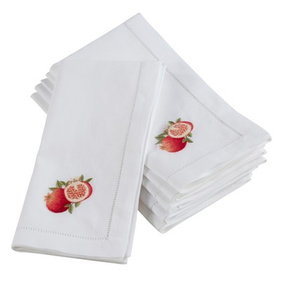 Saro Lifestyle 100% Cotton Embroidered Pomegranate Design Table Napkins (Set of 6)