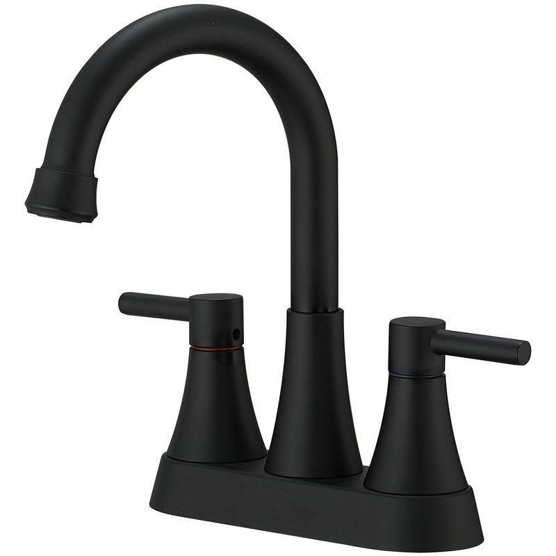 BWE 4 in. Centerset 2-Handle High-Arc Bathroom Faucet in Matte Black, 1 of 7
