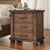 Accent Cabinet Farmhouse Rustic Nightstand with 3 Drawers for Bedroom Storage 24in Wide - 3irtyhousy - 2 of 4