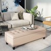 HOMCOM Bench with Storage, Upholstered Ottoman Footrest with Soft Close Lid for Living Room, Entryway or Bedroom, Cream White - 3 of 4