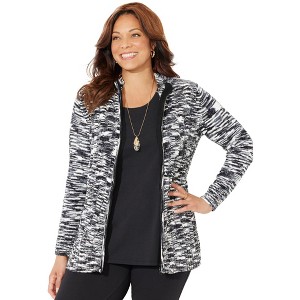 Catherines Women's Plus Size Cozy Chenille Zip Cardigan - 1 of 4