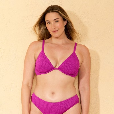 Shade & Shore Women's Jacquard Plunge Underwire Bikini Top - Shade & Shore™ Purple 34C — фото 4