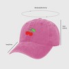 Anna-Kaci Women's Vintage Washed Denim Baseball Cap with Cherry Embroidery - 4 of 4