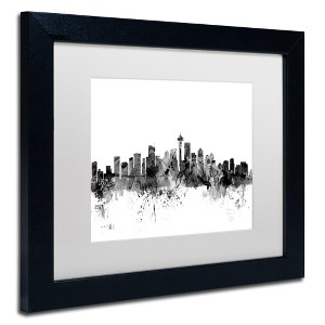 Trademark Fine Art-Michael Tompsett 'Seattle Washington Skyline B&W' Matted Framed Art - 1 of 4